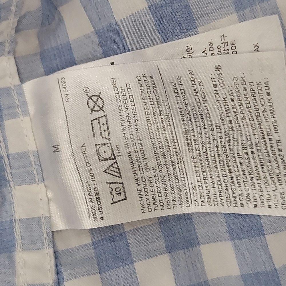 Banana Republic Blue/White Gingham Check Custom 078 Slim Fit Shirt M - Picture 5 of 5